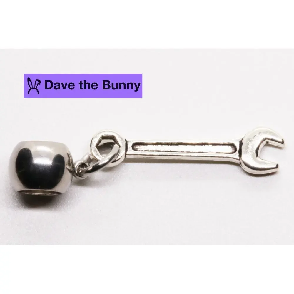 Elegant Tool Charms - Wrench Charm for Bracelet - Sterling Silver Wrench Charm